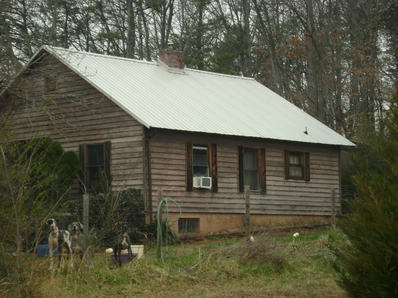 White metal roof on an old wood sided farmhouse, from a Metal Roof Installation job in Swanlake
